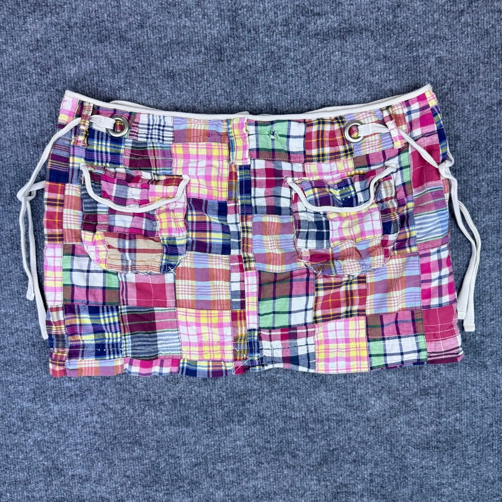 Y2K American Eagle Patchwork Plaid Mini Skirt Mul… - image 5
